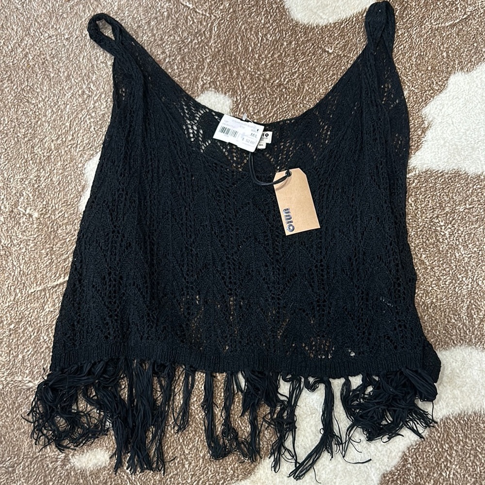 UNIQ Cropped Mesh Black Tank Size M/L